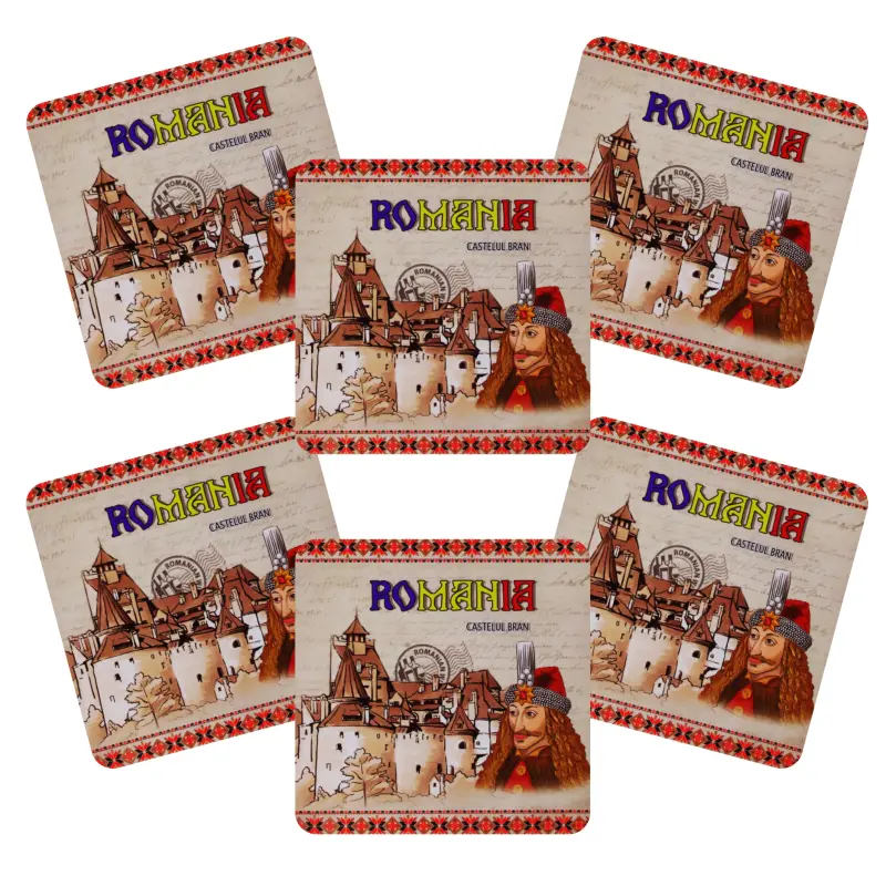 Castelul bran, vlad tepes, suport coster din lemn, model 008